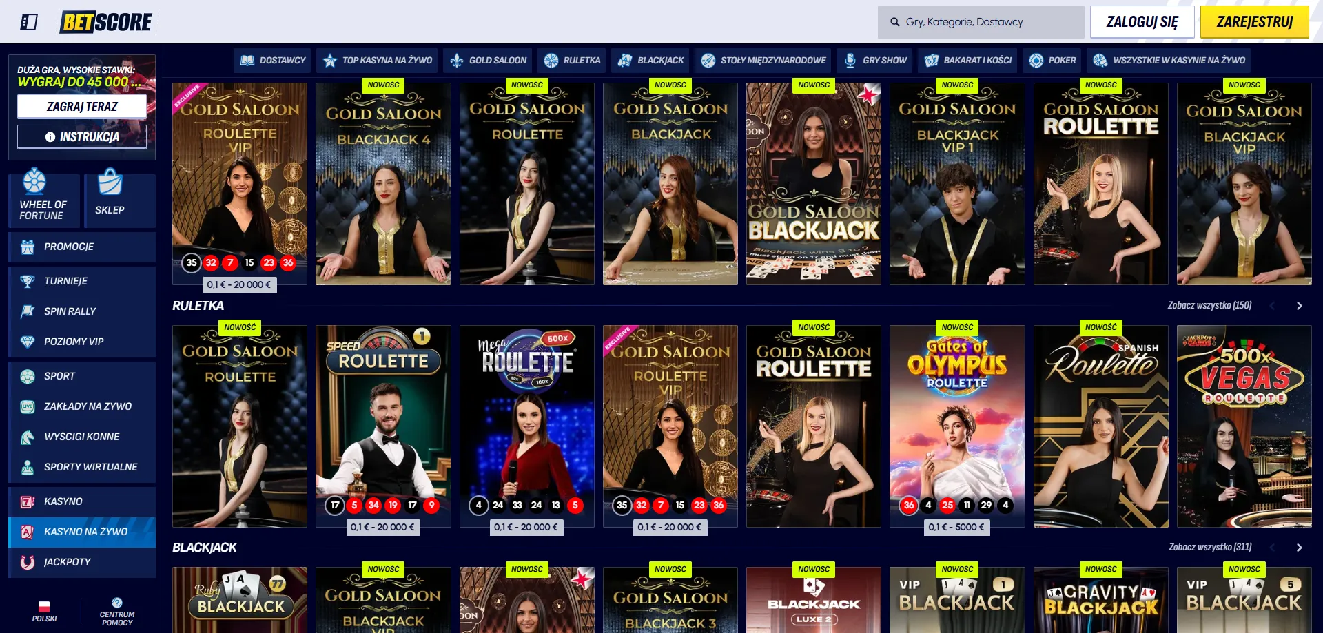 Betscore Casino automaty online &ndash; ponad 7000 gier od top dostawc&oacute;w
