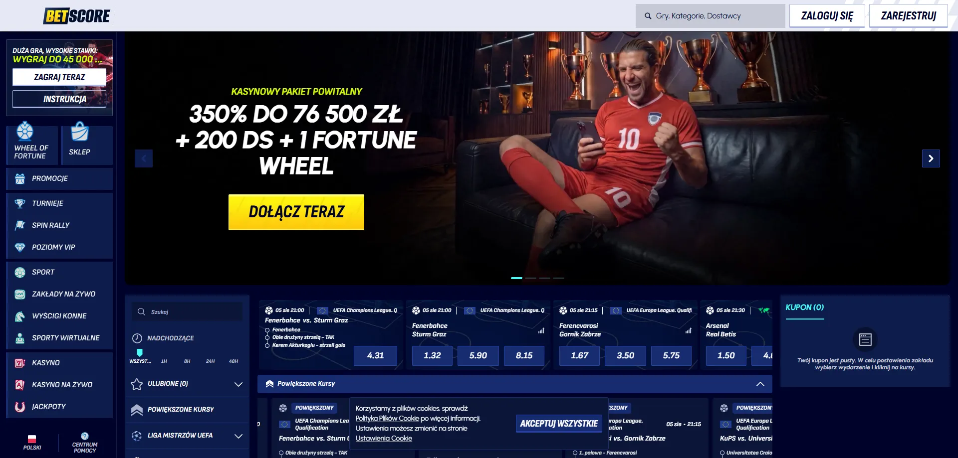 Betscore Casino aplikacja mobilna PWA na Android i iOS
