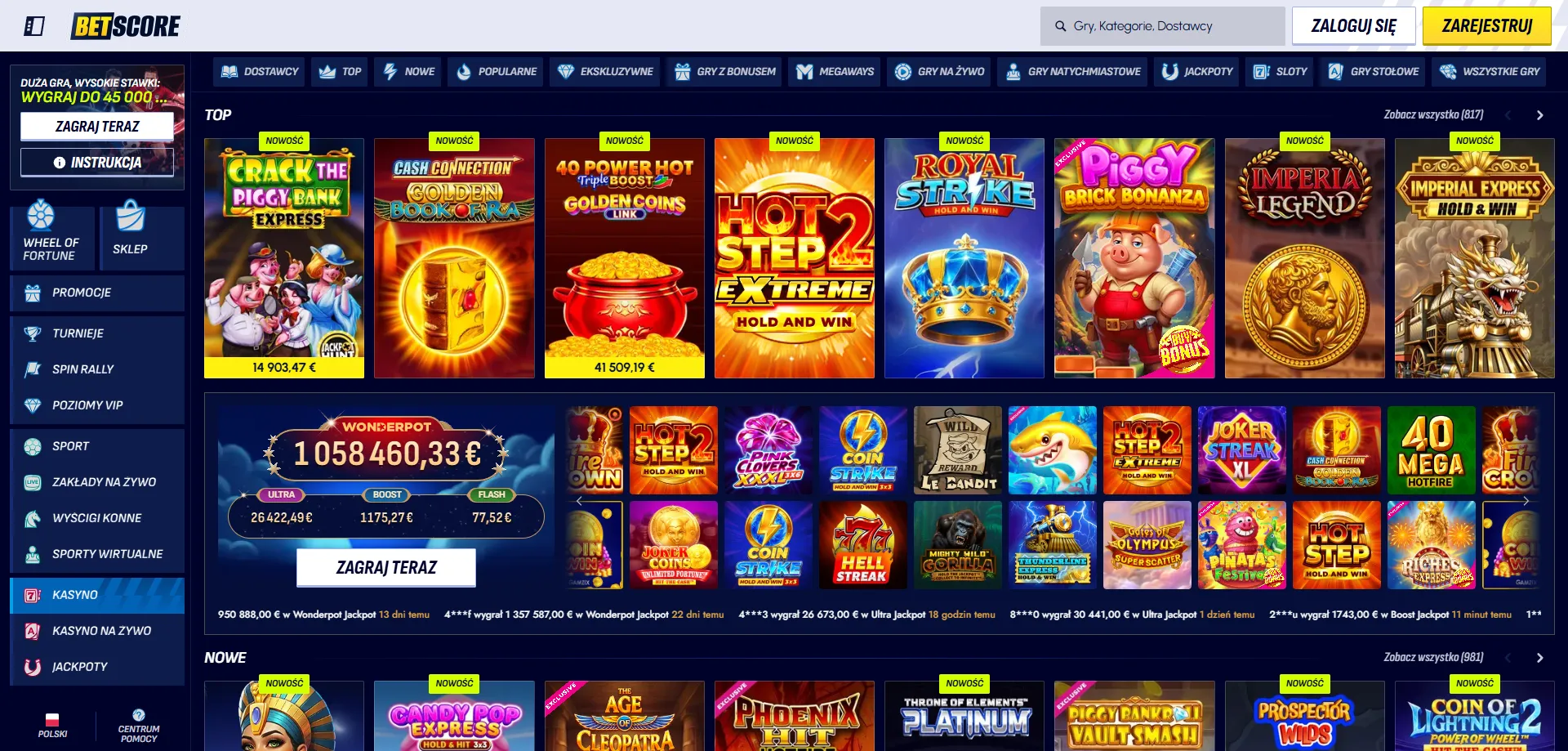Betscore Casino metody płatności – karty, kryptowaluty i e-portfele