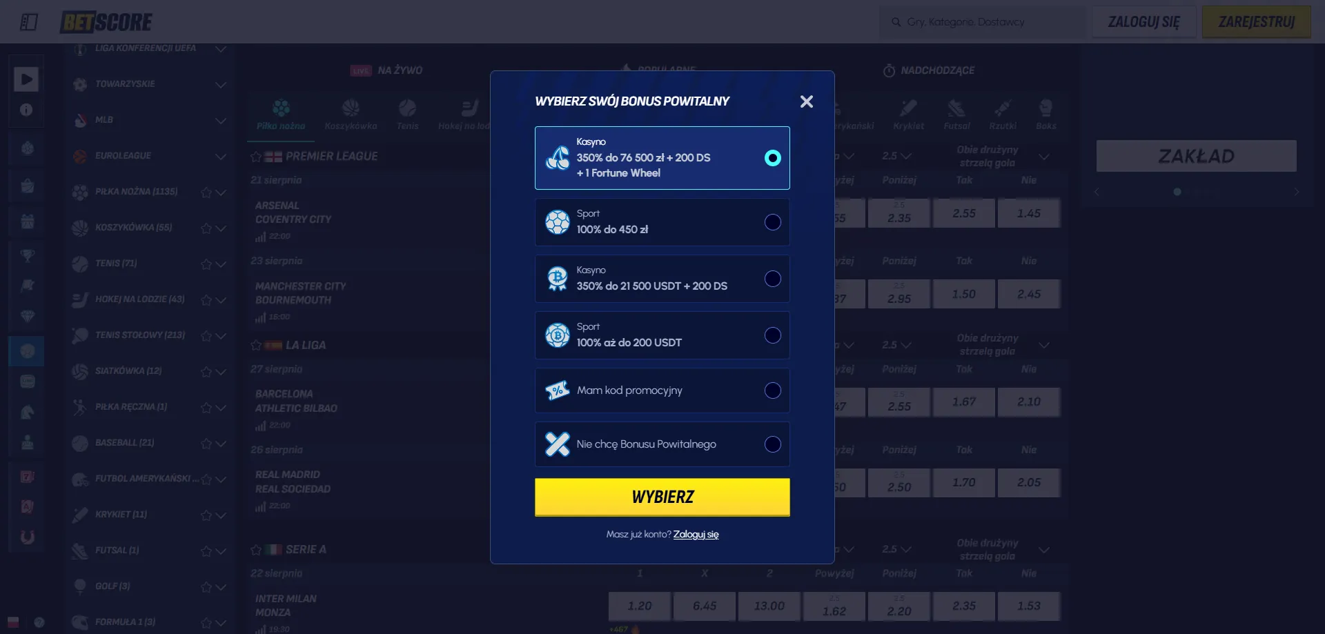 Rejestracja w Betscore Casino &ndash; szybki proces zakładania konta