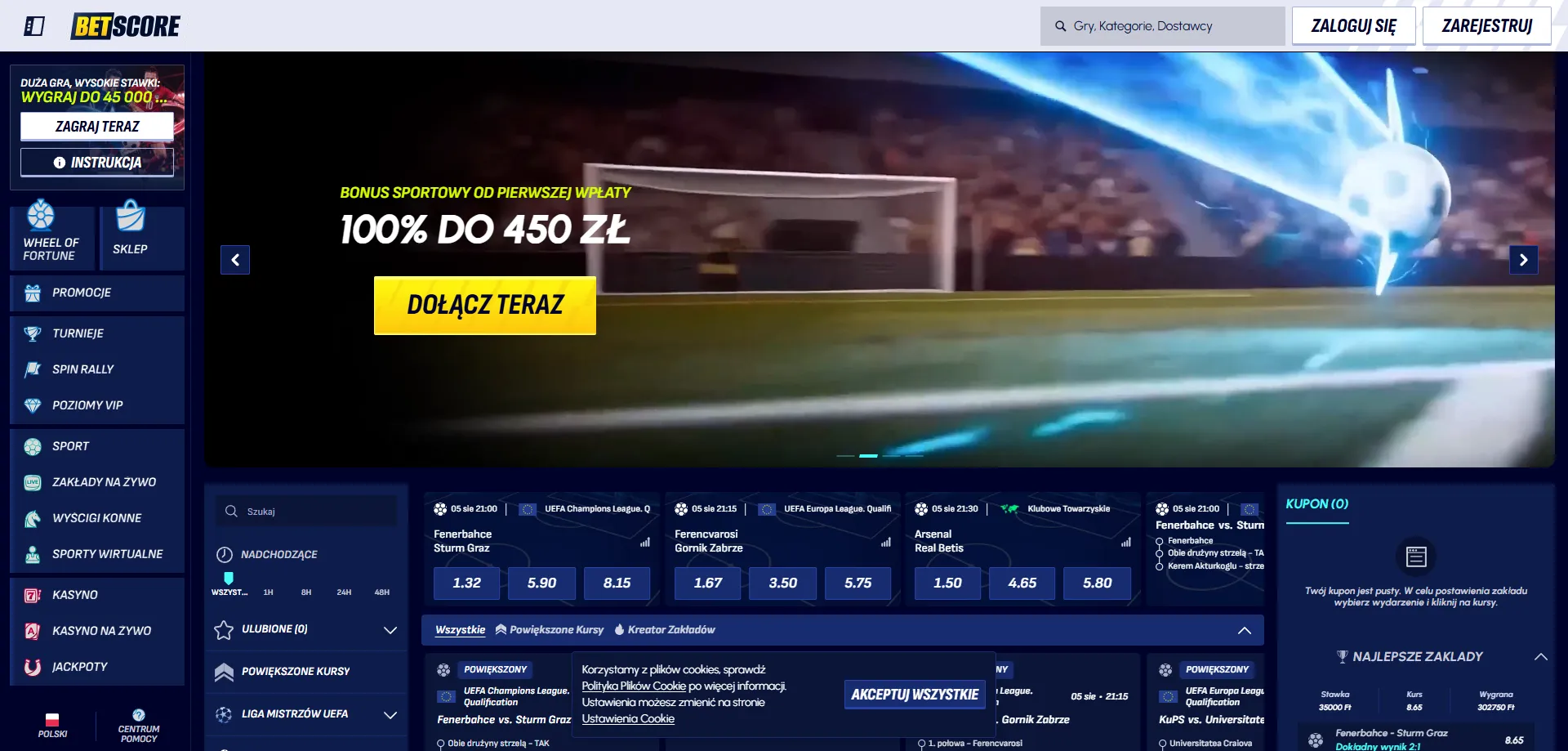 Betscore Casino aplikacja mobilna PWA na Android i iOS